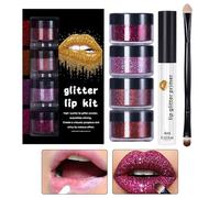 Dmuzsoih Kit Lèvres Pailleté | Brillant Étincelant Cosmétique pour Lèvres Pailletées avec Apprêt et Pinceau - Maquillage Longue Tenue Femme pour Fête Halloween Cadeau Épouse Petite Amie