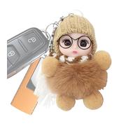 Dmuzsoih Porte-clés de mignon, porte-clés de pour femmes | Porte-clés mignons de petite fille - Joli pendentif de aux grands yeux, portant des lunettes, une écharpe, un chapeau