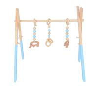 Dmuzsoih Portique D'éveil Bébé En Bois Avec Jouets Suspendus, 45x37,5x47,5cm Arche Eveil Bebe Bois Pliable, Bébés Cadre De Gym En Boiss, Baby Gym Avec Jouet Pendentif, Gymnase D’Activités Pour Bébés