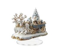 Dmuzsoih Statue En Acrylique 2D,Enseigne Ornementale En Acrylique 2D De Noël Avec Père Noël Et Traîneau - Accessoire de Scène avec Base de Support Ornement Artistique,Pour Chevet Dortoir Salle D'Étude
