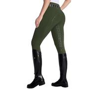 DMVOD Pantalon d'équitation Femme Taille Haute Stretch Leggings Équitation Silicone Antidérapant Intégral avec Poche Zippée et Passants de Ceinture