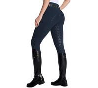 DMVOD Pantalon d'équitation Femme Taille Haute Stretch Leggings Équitation Silicone Antidérapant Intégral avec Poche Zippée et Passants de Ceinture