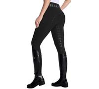 DMVOD Pantalon d'équitation Femme Taille Haute Stretch Leggings Équitation Silicone Antidérapant Intégral avec Poche Zippée et Passants de Ceinture