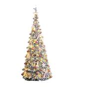 DMWLZHO 2.1M Quick Setup Christmas Tree Kit - Frosted Snow Flocked Foldable Tree with Lights, 1.5m/1.8m/2.1m for Holiday Home Decor(Pink)