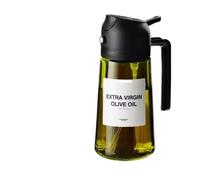 DMWLZHO Distributeur et vaporisateur d'huile d'olive 2 en 1 en verre vert foncé, bouteille opaque de 470 ml for la cuisine(Black)