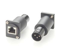 DMX Adaptateur XLR mâle 3 broches vers RJ45 Panel Mount Adapter XLR vers Ethernet Bulkhead Connector, éclairage de scène professionnel DMX512 Convertisseur pour lumières LED RVB, contrôleur DJ