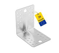 DMX - Connecteur d'angle 105 x 105 x 90 mm - Équerre pour charges lourdes 20 pièces - Équerre en métal avec nervure - Angle de trou - Angle de construction - Connecteur en bois - Équerre de poutre