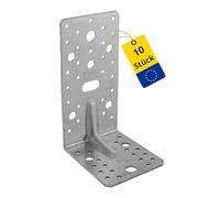 DMX - Connecteur d'angle 172 x 105 x 90 mm - Lot de 10 équerres en métal avec nervure - Équerre de trou - Angle de construction - Connecteur en bois - Équerre de poutre - Équerre d'angle - Connecteur