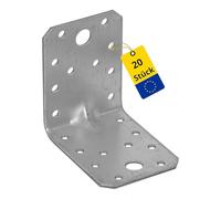 DMX - Lot de 20 connecteurs d'angle avec nervure 70 x 70 x 55 mm - Équerre pour charges lourdes - Connecteur en bois - Connecteur métallique pour bois - Tôle perforée - Tôle galvanisée 2,0 mm