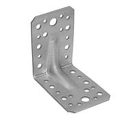 DMX - Lot de 20 raccords d'angle avec nervure - Équerre de construction - Connecteur en bois - Équerre de montage - Équerre de montage galvanisée - KPL - Argenté, 90 x 90 x 65 x 2,0 mm