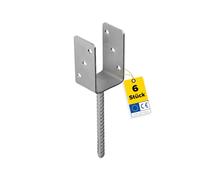 DMX - Supports de poteau en U - Lot de 6 ancrages de poteau - Connecteurs de bois - Patins de poutre profil U - Supports de poteau 120x120 - Supports de poteau à encastrer - Pied de support pour