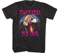 DMXQFRR Twisted Sister Stay Hungry Album Men's T Shirt Dee Snider Singer Glam Black Manches Courtes(Large)
