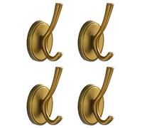 DMYMAT Lot de 4 crochets muraux rustiques en laiton antique, crochets muraux robustes pour peignoir, salle de bain, chambre à coucher, cuisine
