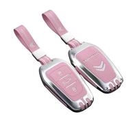 DMYQJY Auto Coque de Clé pour Citroen C5 Aircross 2017-2022, Coque de Protection pour Clé de Voiture Protection Coque Clé avec Porte-Clés pour Telécommande Coque de Clé Accessoires,A-Pink