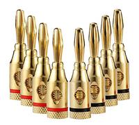 DMZK 8pcs Plaqués Or pour Câble Enceinte, Fiche Banane Plaquée Or, 24K Fiche Banane 4mm, Vissable pour Boîtes à Câbles Amplificateurs
