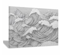 DMZPKZB affiche noir et blanc Lignes vagues Murale Art Toile tableau,Peinture Salon Moderne Intérieur Decoration,pour hôtel Chambre Bureau cuisine(Couleur noir et blanc)-30x45cm Encadrée