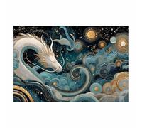 DMZPKZB Affiches d'animaux Le dragon blanc Peintures murales sur toile, impressions sur toile, Convient pour la salle de bain, le salon, la chambre à coucher,(Bleu103)-30x45cm Sans cadre