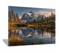 DMZPKZB Décoration murale sur toile nature Reflet de la rivière Teton affiche de paysage pour bureau, chambre, salon, couloir, salle de coration de la maison(Multicolore)-60x90cm Encadrée