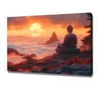 DMZPKZB Décoration murale Zen Grand Bouddha affiches et posters, pour salle de bain, yoga, méditation, spa, salon, chambre à coucher, bureau(rouge)-50x70cm Encadrée