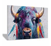 DMZPKZB Grandes impressions sur toile Plumes de bisone colorées Peinture sur toile，Affiches d'animaux, Convient pour le salon, la salle de bain et le couloir(Multicolore)-20x30cm Encadrée