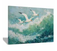 DMZPKZB Grandes impressions sur toile Œuvres murales de mouettes volantes Peinture sur toile，Affiches d'animaux, Convient pour le salon, la salle de bain et le couloir(Multicolore)-30x45cm Encadrée