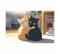 DMZPKZB Impression d'affiches Deux chats Décoration murale,Grande peinture sur toile idéale pour salon, salle de bain, bureau, bureau ou hôtel.(Noir49)-70x100cm Sans cadre