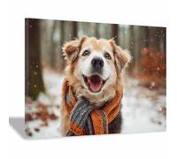 DMZPKZB Impression sur toi d'animaux Portrait du chien d’hiver de seWinter décoration murale, grande œuvre d'art moderne, salon,chambre, cuisine,sal à manger,sal de bain(Multicolore)-30x45cm Encadrée