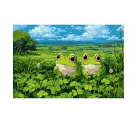 DMZPKZB Impression sur toile d'animaux Deux grenouilles décoration murale, grande œuvre d'art moderne,pour salon,chambre, cuisine,salle à manger,salle de bain(Couleur or174)-50x70cm Sans cadre