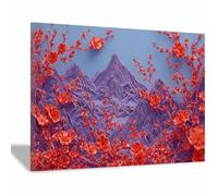 DMZPKZB Impression sur Toile Tableau Montagnes et fleurs Peinture Home Déco Moderne Chambre Salle de yoga Cadeau de fête des mères(La couleur violette107)-60x90cm Encadrée