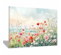 DMZPKZB Moderne Tableau sur toile de élégant Fleurs et mer sur Toile Décoration Murale pour Chambre à l'huile pour Maison Bain Salon(multicolore)-70x100cm Encadrée