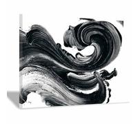 DMZPKZB Noir Et Blanc Peinture Sur Toile Tableau Vague d'encre abstraite Moderne Decoration à La Maison,affiche murale Art,pour chambre à coucher,salon,cafés(Couleur noir et blanc)-50x70cm Encadrée