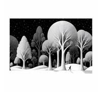 DMZPKZB Noir Et Bnc Peinture Sur Toile Tableau Promenade dans forêt de neige Moderne Decoration à Maison,affiche murale Art,pour chambre à coucher,salon,(Couleur noir et bnc)-70x100cm Sans cadre