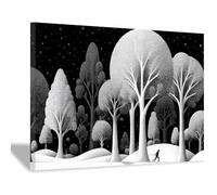 DMZPKZB Noir Et Bnc Peinture Sur Toile Tableau Promenade dans forêt de neige Moderne Decoration à Maison,affiche murale Art,pour chambre à coucher,salon,(Couleur noir et bnc)-70x100cm Encadrée