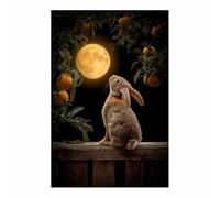 DMZPKZB Peinture sur toile d'animaux Lapin Impression sur Toile Image Peintures sur Toile Décoration Murale pour Chambre Maison Bain(doré37)-50x70cm Sans cadre