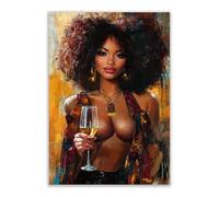 DMZPKZB Peinture sur toile représentant une femme Femmes noires tableau mural, image abstraite, paysage, fille sexy, pour chambre, salon, salle de bain(noir)-30x45cm Sans cadre