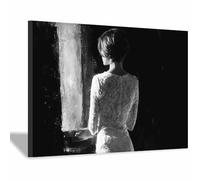 DMZPKZB photo noir et blanc Portrait humain Toile non tissée,posters muraux modernes,Grand Tableaux Decoratifs Muraux,pour Salle de Bains Bureau Salon(Noir et blanc)-80x120cm Encadrée