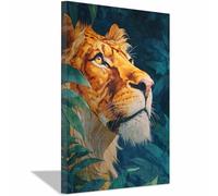 DMZPKZB Portraits d'animaux modernes La forêt et le lion affiches animalières pour salon, chambre,salle de bain,bureau,couloir, décoration murale de la maison(jaune125)-30x45cm Encadrée