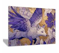 DMZPKZB tableau d'œuvres d'art animales Le Renard volant art mural populaire, pour la décoration murale du salon, de la chambre à coucher, Bureau et cuisine(Blanc127)-60x90cm Encadrée