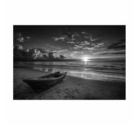 DMZPKZB tableau noir et blanc Petit bateau sur la plage Affiche en Toile, Tableau Décoration Murale Moderne, pour Salon Chambre Bureau Salle de Bains(Couleur noir et blanc)-70x100cm Sans cadre