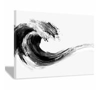 DMZPKZB tableau noir et blanc Vagues d'encre Affiche en Toile, Tableau Décoration Murale Moderne, pour Salon Chambre cuisine Bureau Salle de Bains(Couleur noir et blanc)-50x70cm Encadrée