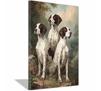 DMZPKZB tableau sur toile représentant la faune Fleurs et chiens décoration murale, grande taille, pour salon, chambre, couloir, bureau, salle de bain(multicolore)-80x120cm Encadrée