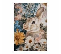 DMZPKZB tableau sur toile représentant la faune Lapin et fleurs décoration murale, grande taille, pour salon, chambre, couloir, bureau, salle de bain(multicolore)-30x45cm Sans cadre