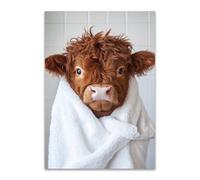 DMZPKZB Toile Animal Photos d'œuvres, veau Animaux Poster Decoration, pour Le Maison,Salon,Chambre,Cuisine - 70x100cm Sans cadre(Couleur acajou)