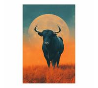 DMZPKZB Toile d'animaux amusants Le bison Affiche d'art imprimée, pour le salon, la chambre,couloir,bureau,la salle de bain,l'hôtel ou le café(gris)-60x90cm Sans cadre