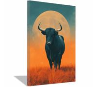 DMZPKZB Toile d'animaux amusants Le bison Affiche d'art imprimée, pour le salon, la chambre,couloir,bureau,la salle de bain,l'hôtel ou le café(gris)-60x90cm Encadrée