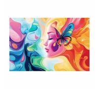 DMZPKZB Toile murale abstraite Papillons et personnes œuvre d'art vintage neutre, art mural blanc, pour salon, chambre, cuisine, salle à manger, bureau, hôtel(Multicolore118)-30x45cm Sans cadre
