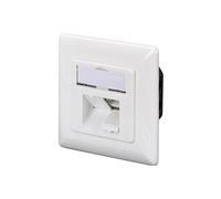 DIGITUS Prise de raccordement Cat-6A - 2 Port RJ45 - Prise réseau encastrée - Alimentation Horizontale - Design Possible - Blanc Pur DN-9008-1