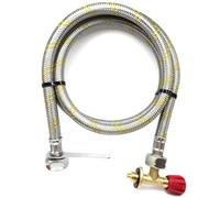 DN Autogas Parts Campingaz 901 904 907 Tuyau de recharge - 21,8 mm LH x 21,8 mm LH Tuyau en acier renforcé 1,5 m avec valve manuelle de 16 mm