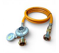 DN Autogas Parts Régulateur de pression de gaz propane avec manomètre et tuyau 0,8 m - Régulateur GPL 50 mbar x connexion gauche 21,8 mm, moniteur de niveau, barbecue, camping et utilisation en