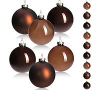 DN DECONATION Lot de 9 Boules de Noël en Verre Marron à Suspendre pour décoration de Sapin de Noël, Halloween, Cadeau de fête de Mariage - 8 cm